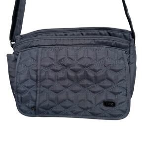 Lug Wings Gray Quilted Adjustable Travel Crossbody Bag Purse Water Bottle Pocket